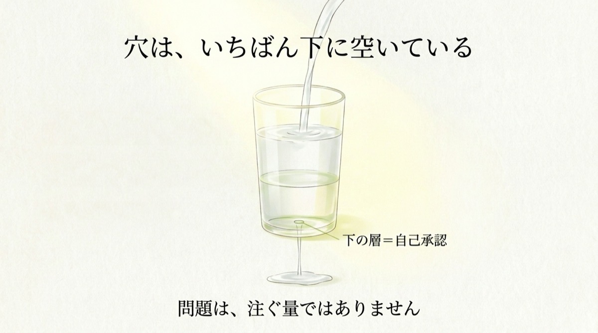 コップの図。穴はいちばん下の層に空いている